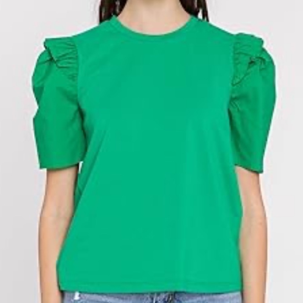 Strut & Bolt  Women's Mini Ruffle
Puff Sleeve T-Shirt, M
